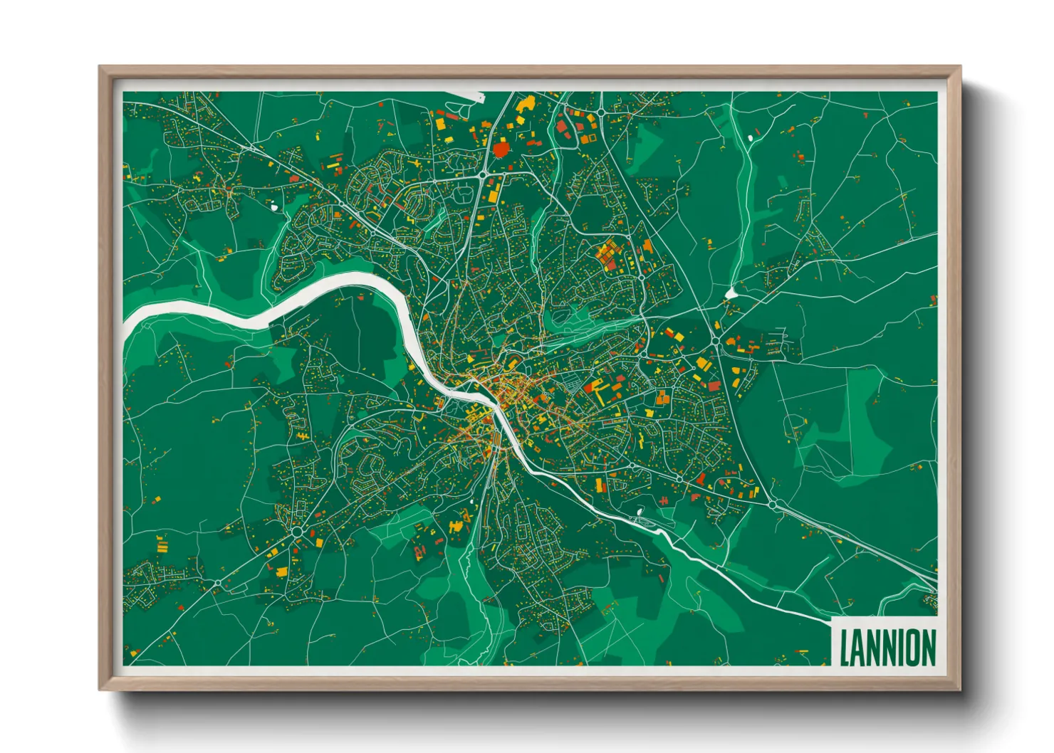 Une affiche de carte sur Lannion