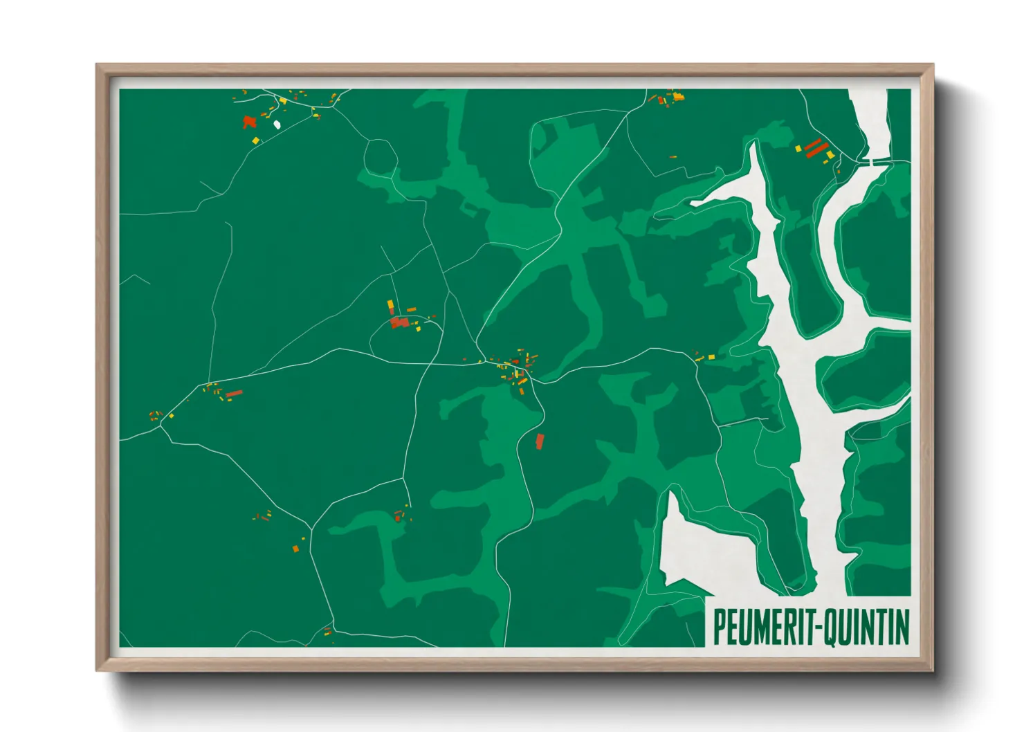 Une affiche de carte sur Peumerit-Quintin