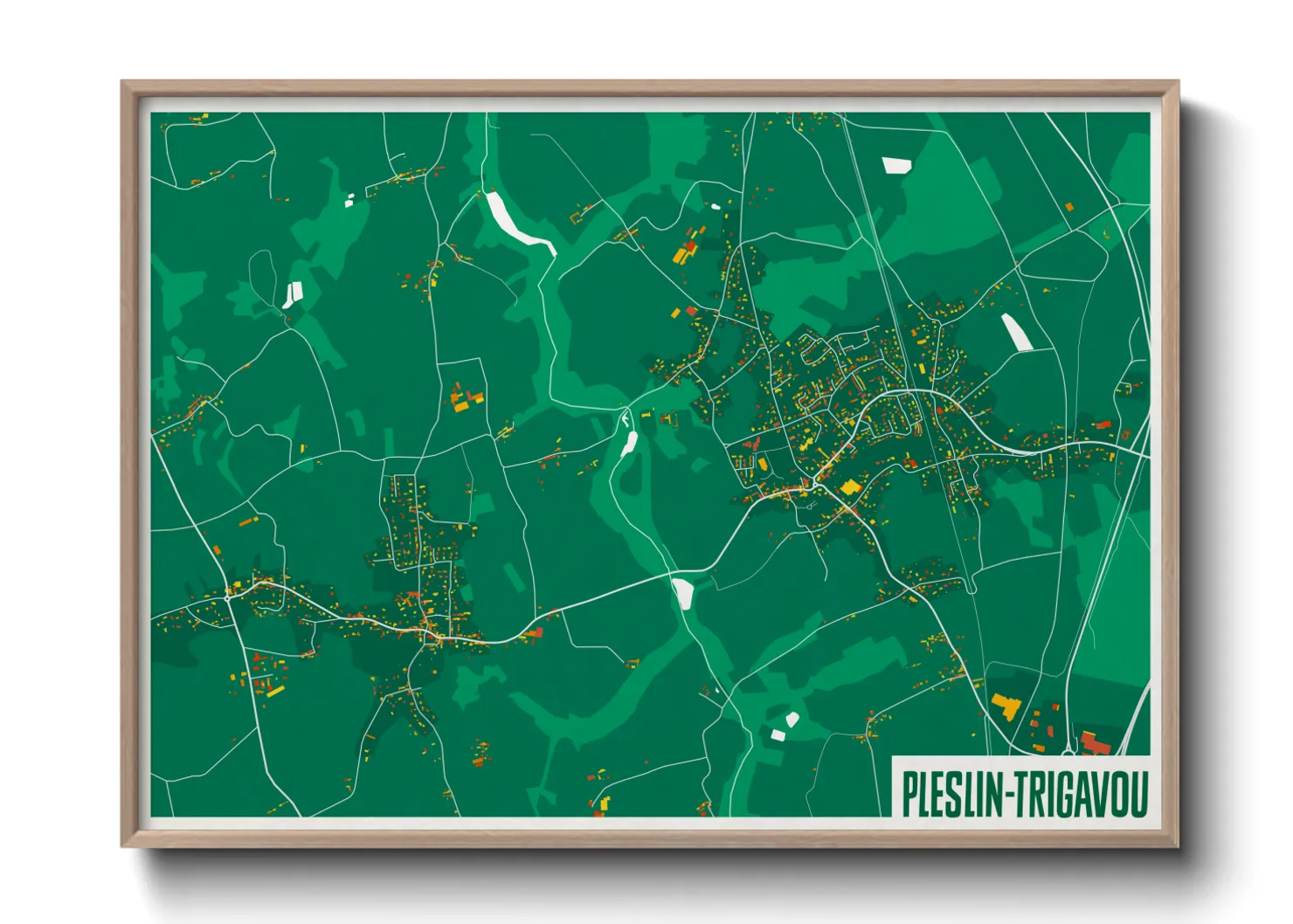 Une affiche de carte sur Pleslin-Trigavou