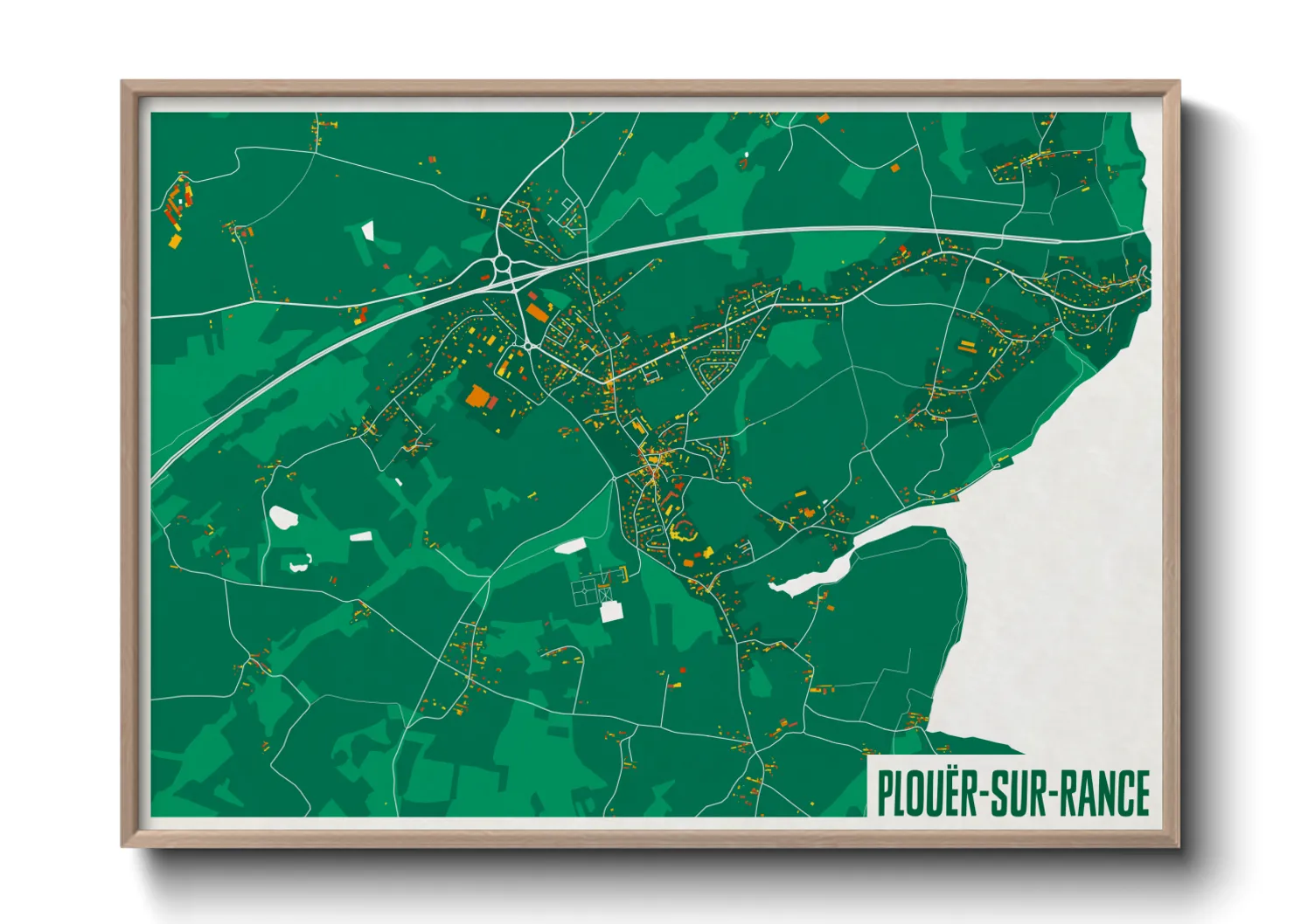 Une affiche de carte sur Plouër-sur-Rance