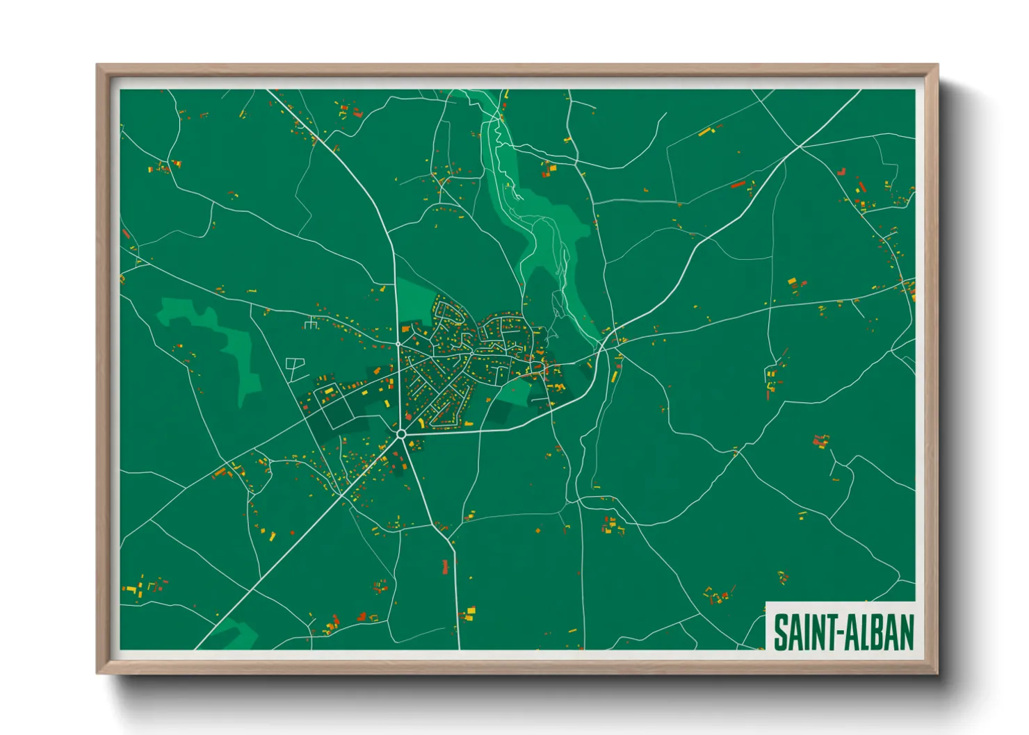 Une affiche de carte sur Saint-Alban