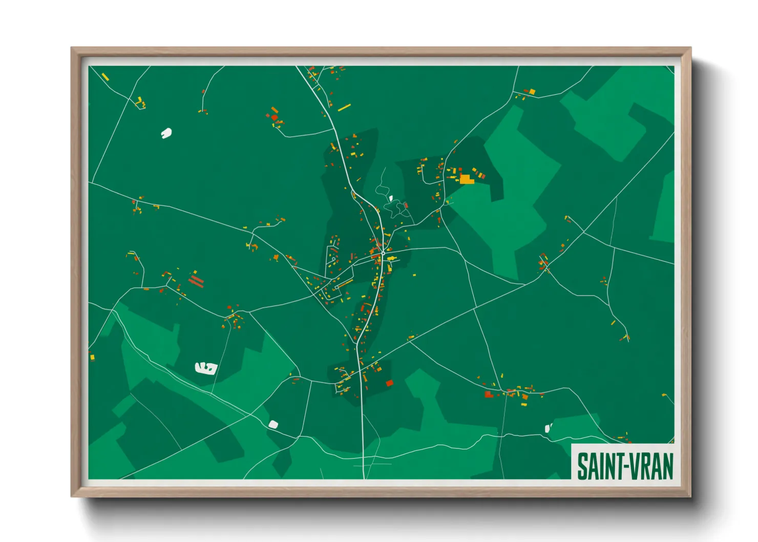 Une affiche de carte sur Saint-Vran