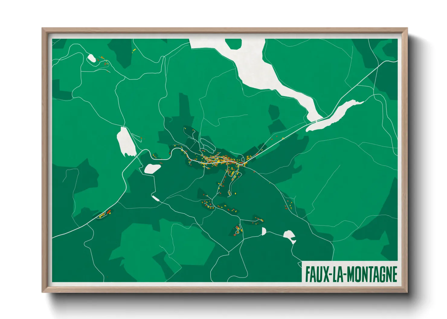 Une affiche de carte sur Faux-la-Montagne