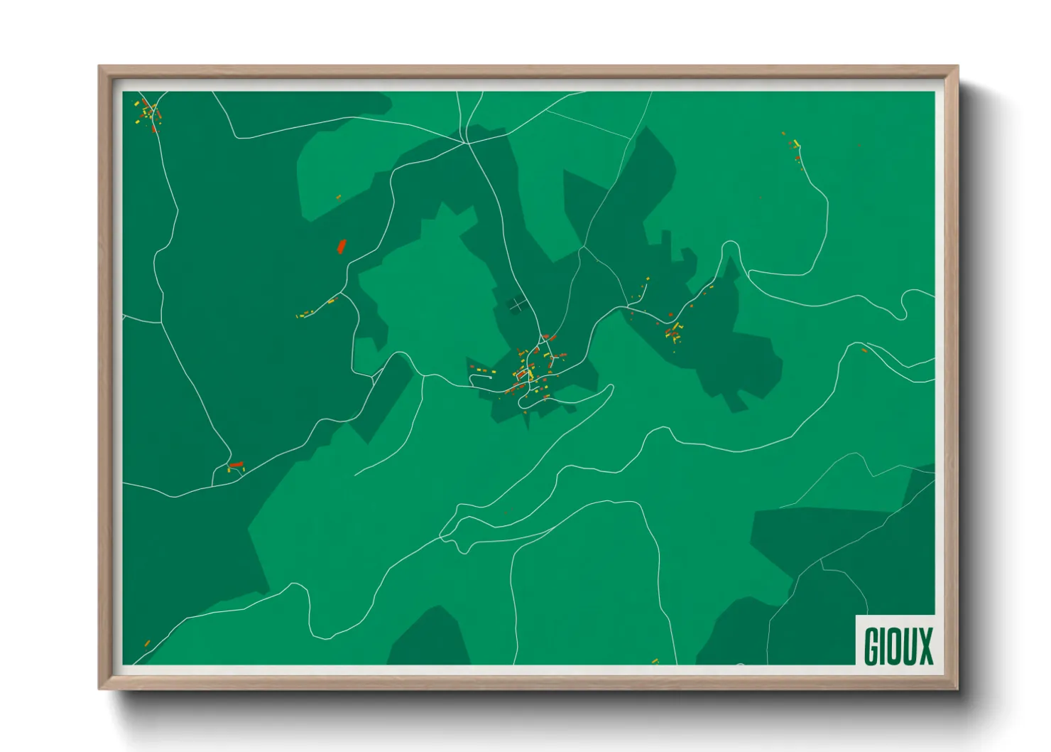 Une affiche de carte sur Gioux