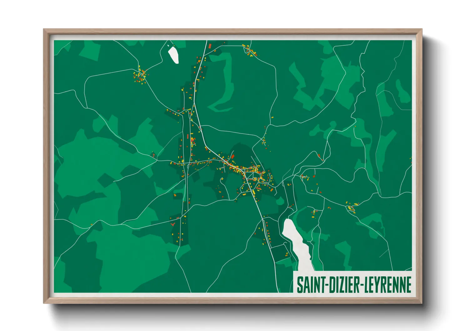Une affiche de carte sur Saint-Dizier-Leyrenne