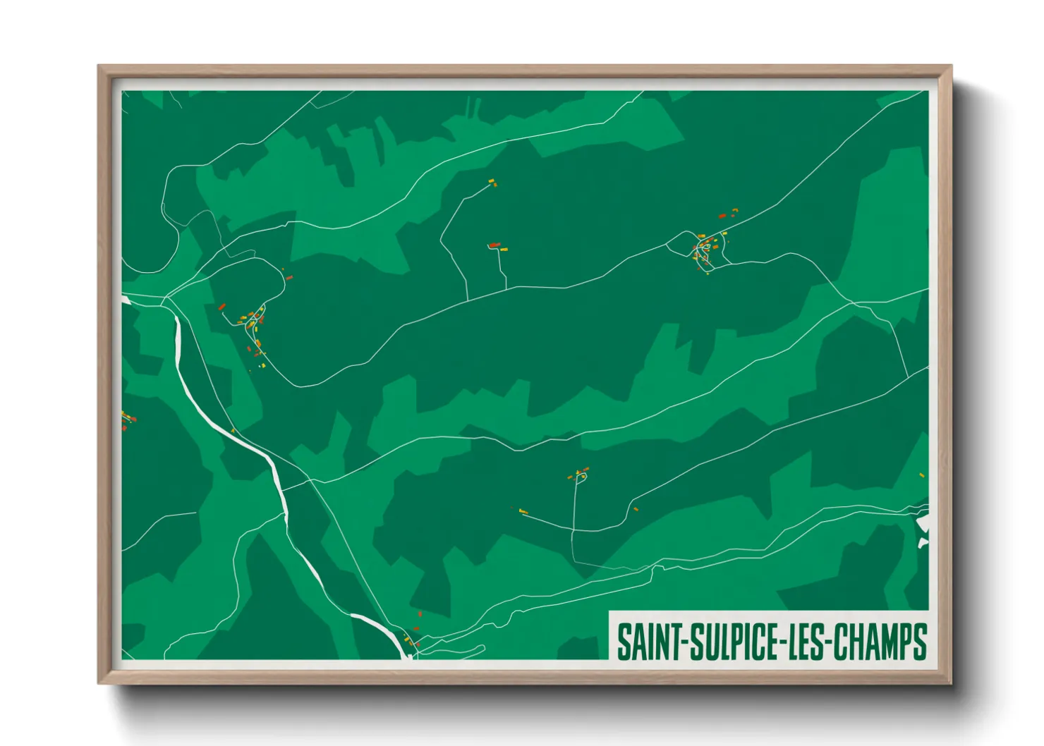 Une affiche de carte sur Saint-Sulpice-les-Champs