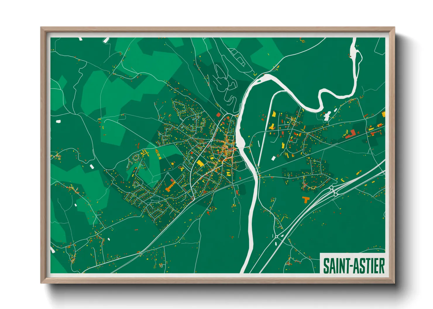 Une affiche de carte sur Saint-Astier