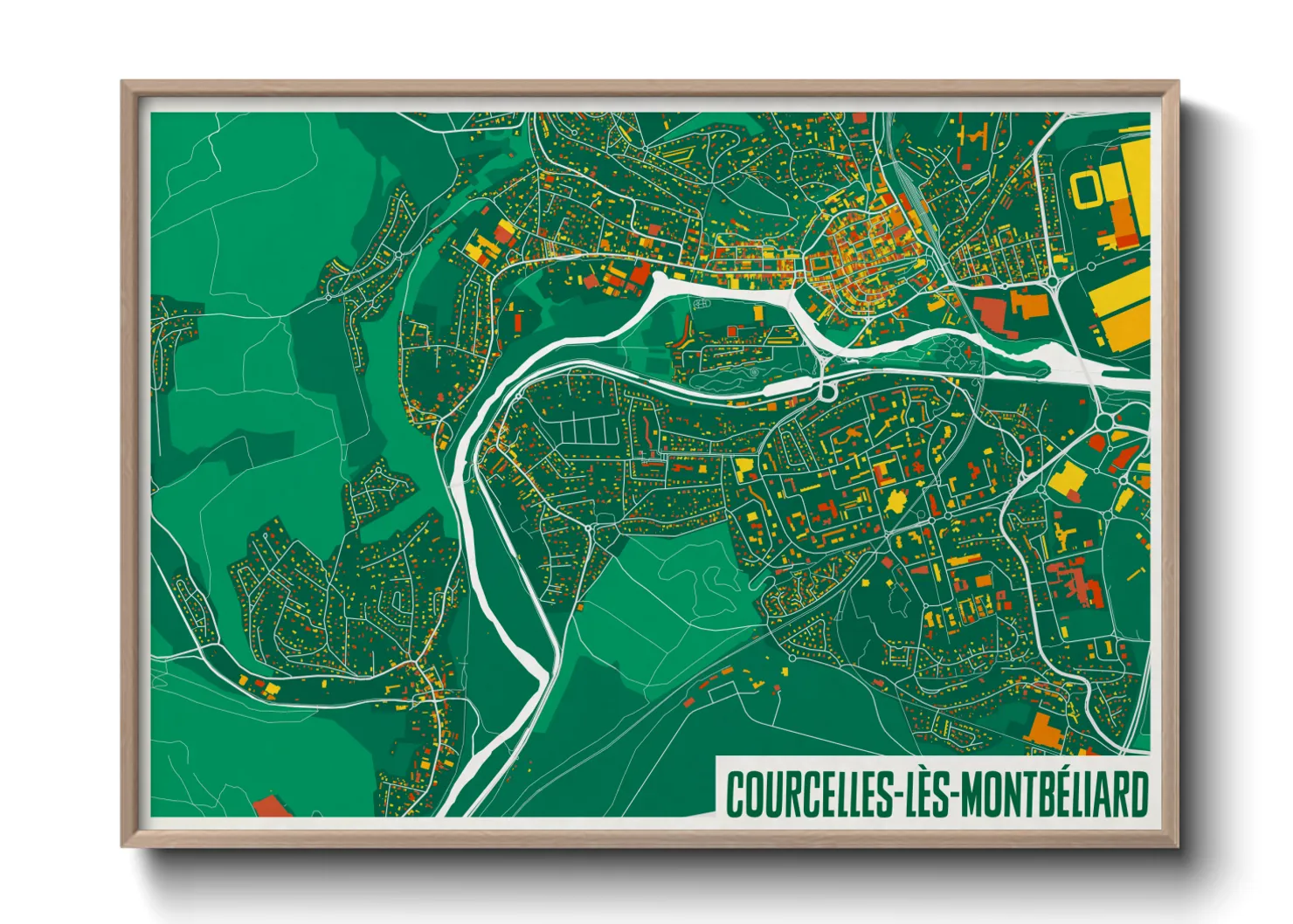 Une affiche de carte sur Courcelles-lès-Montbéliard
