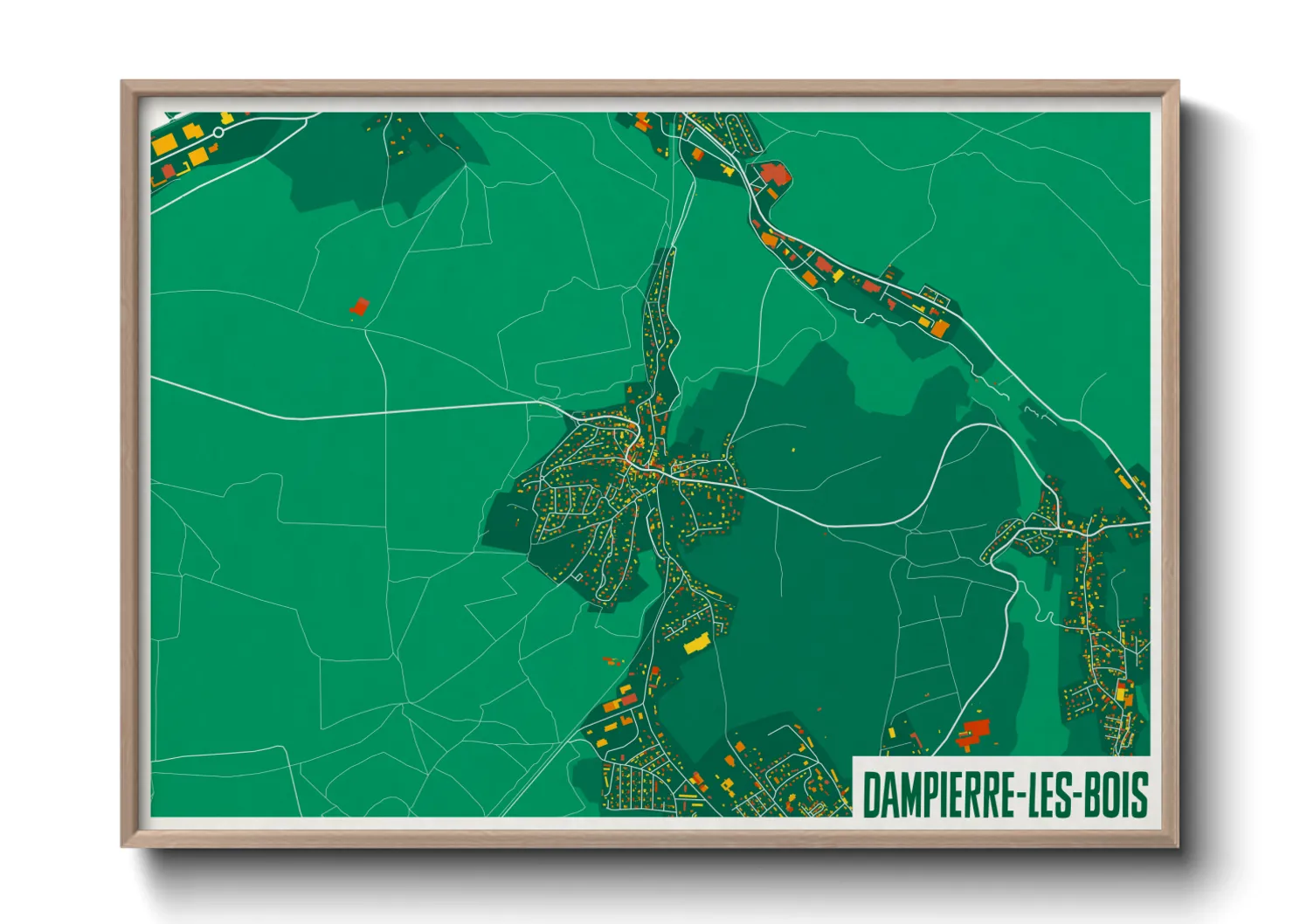 Une affiche de carte sur Dampierre-les-Bois