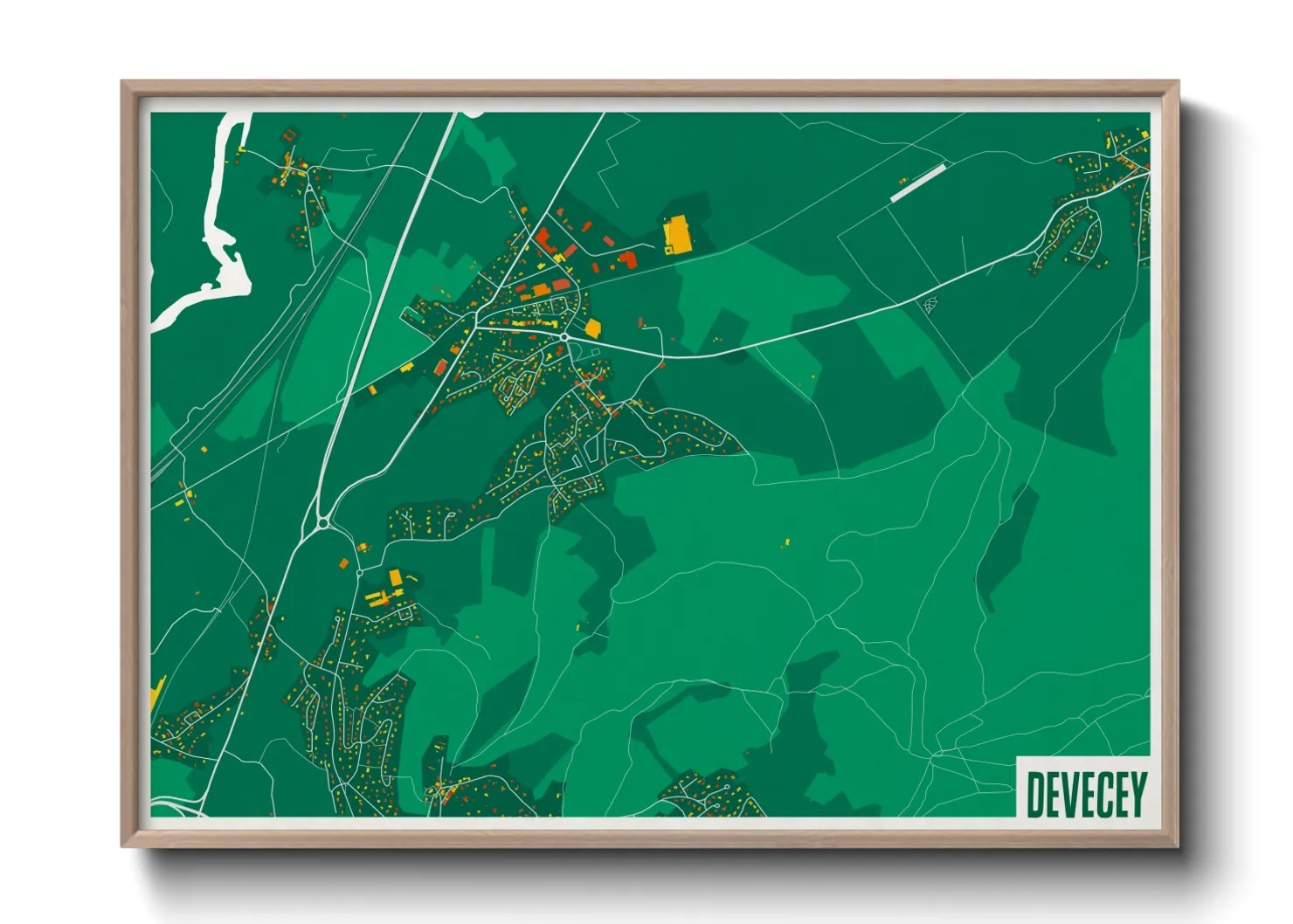 Une affiche de carte sur Devecey