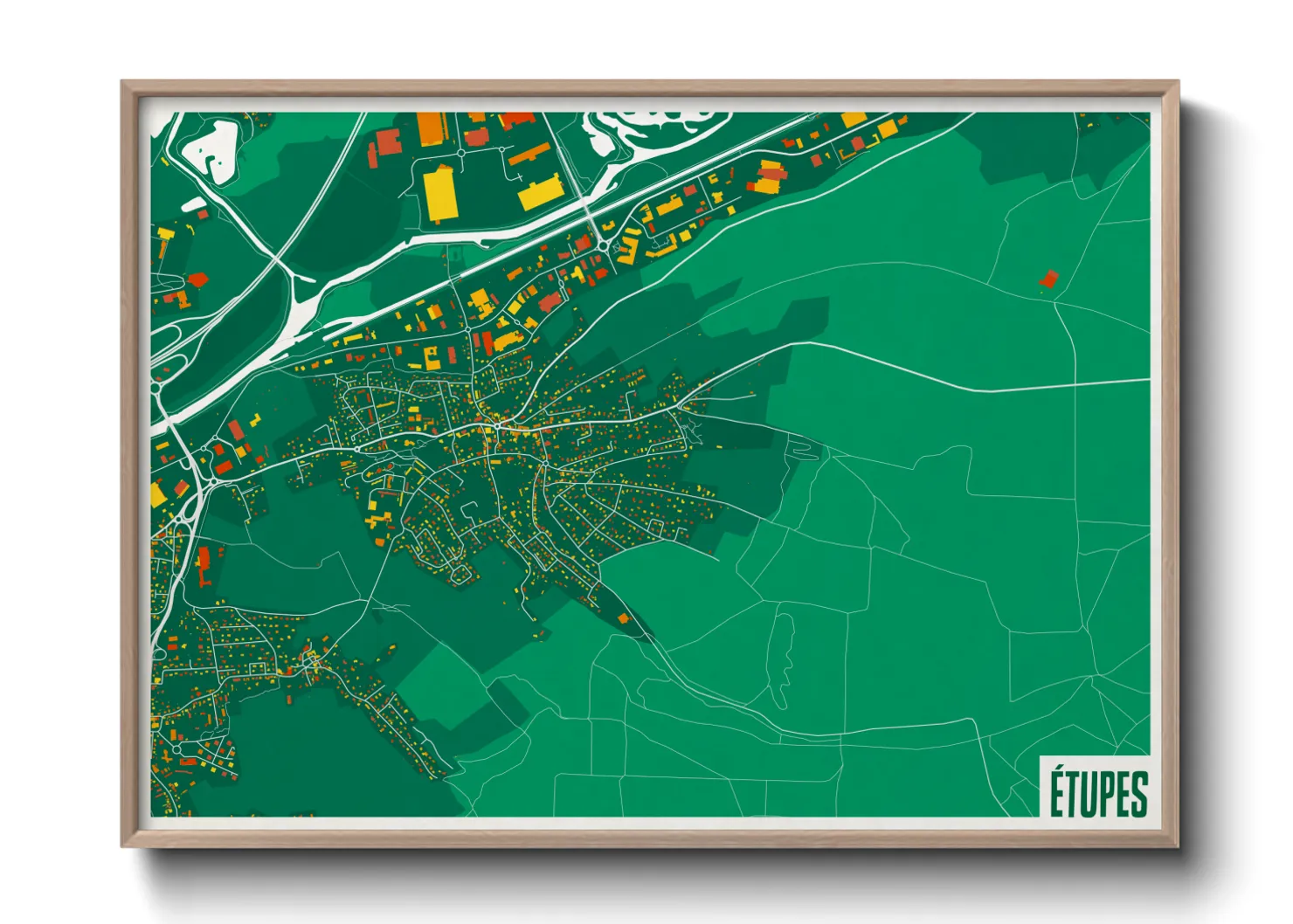 Une affiche de carte sur Étupes