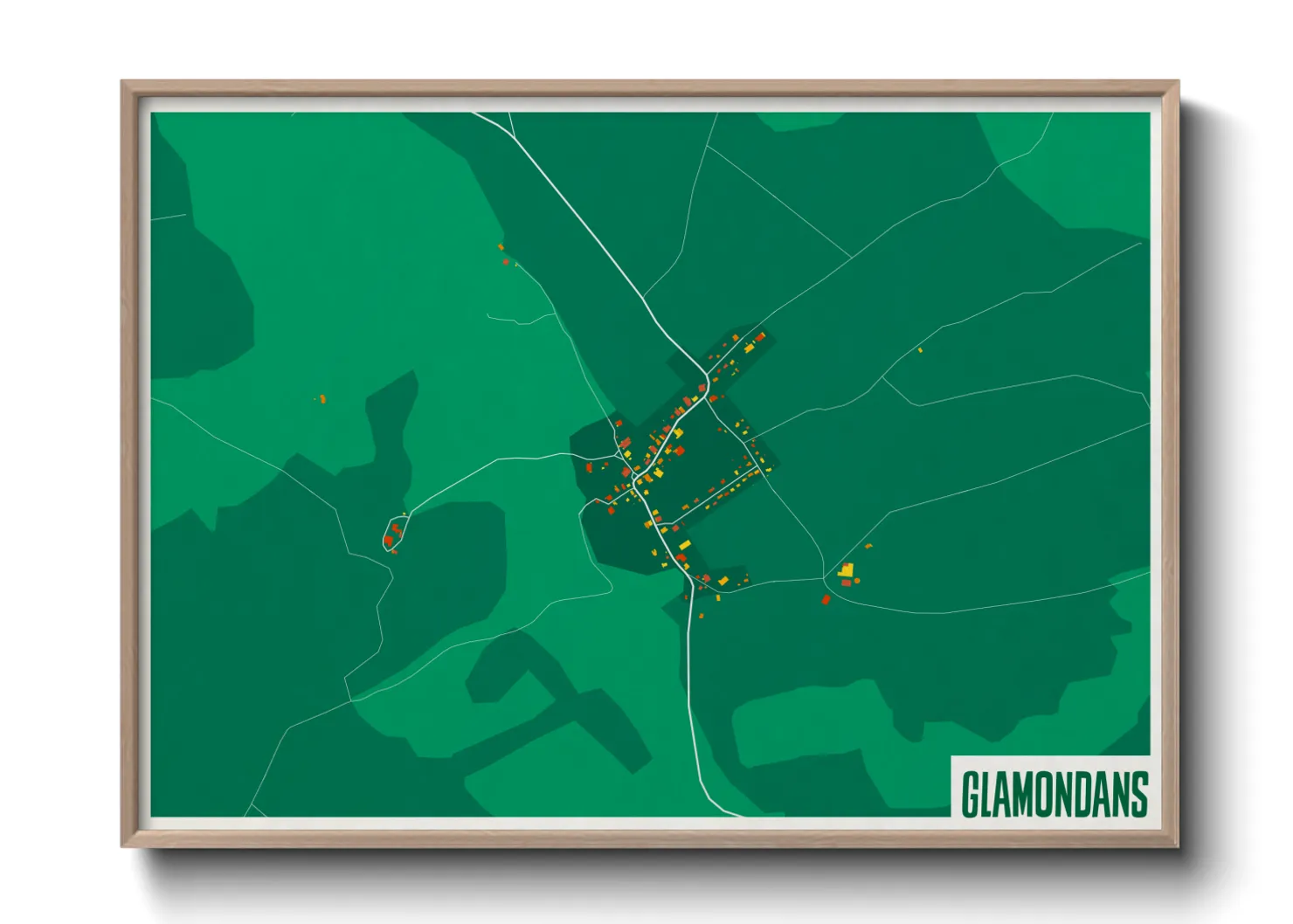 Une affiche de carte sur Glamondans