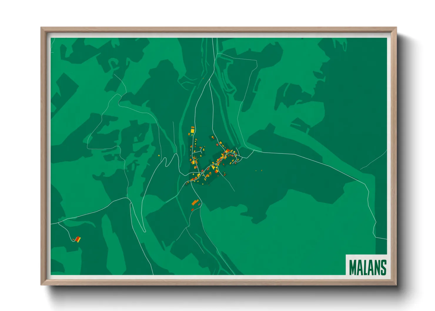 Une affiche de carte sur Malans