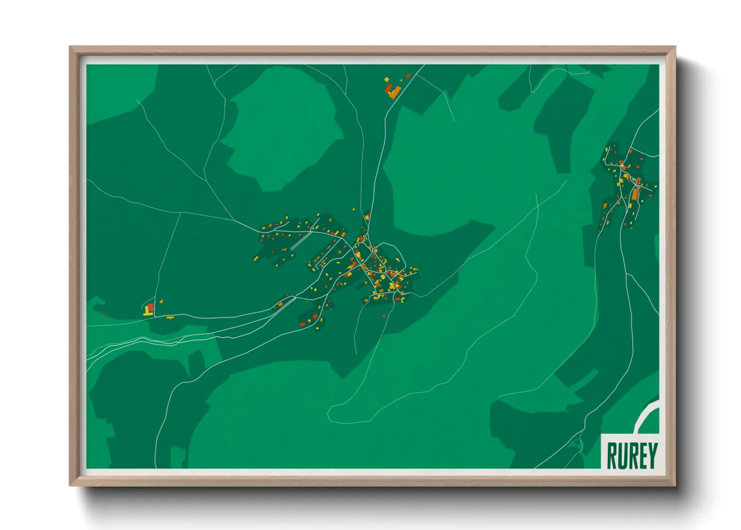 Une affiche de carte sur Rurey