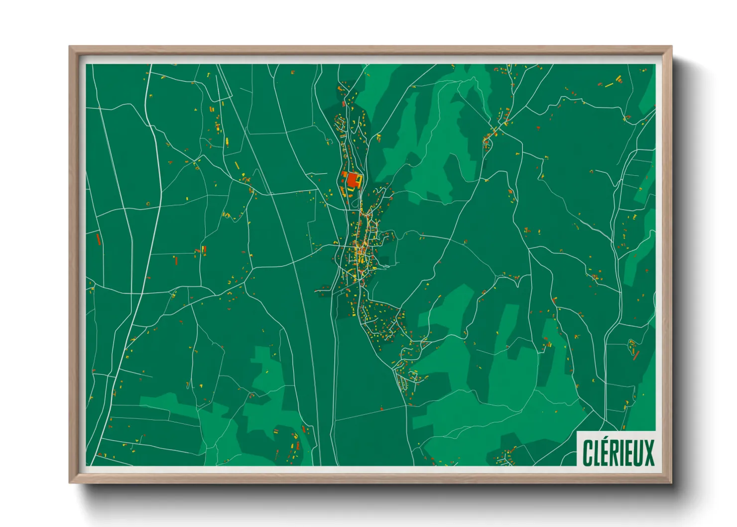 Une affiche de carte sur Clérieux