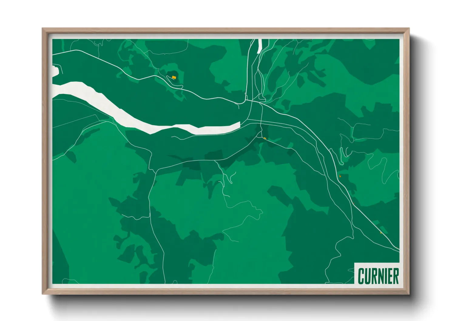 Une affiche de carte sur Curnier