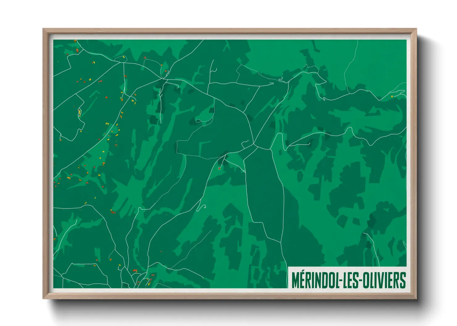 Une affiche de carte sur Mérindol-les-Oliviers
