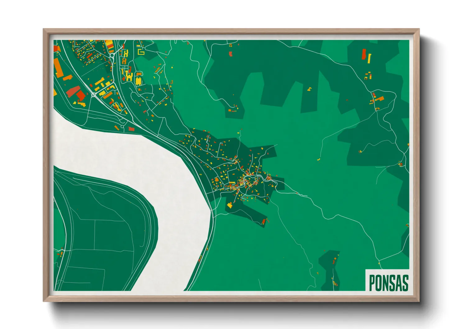 Une affiche de carte sur Ponsas