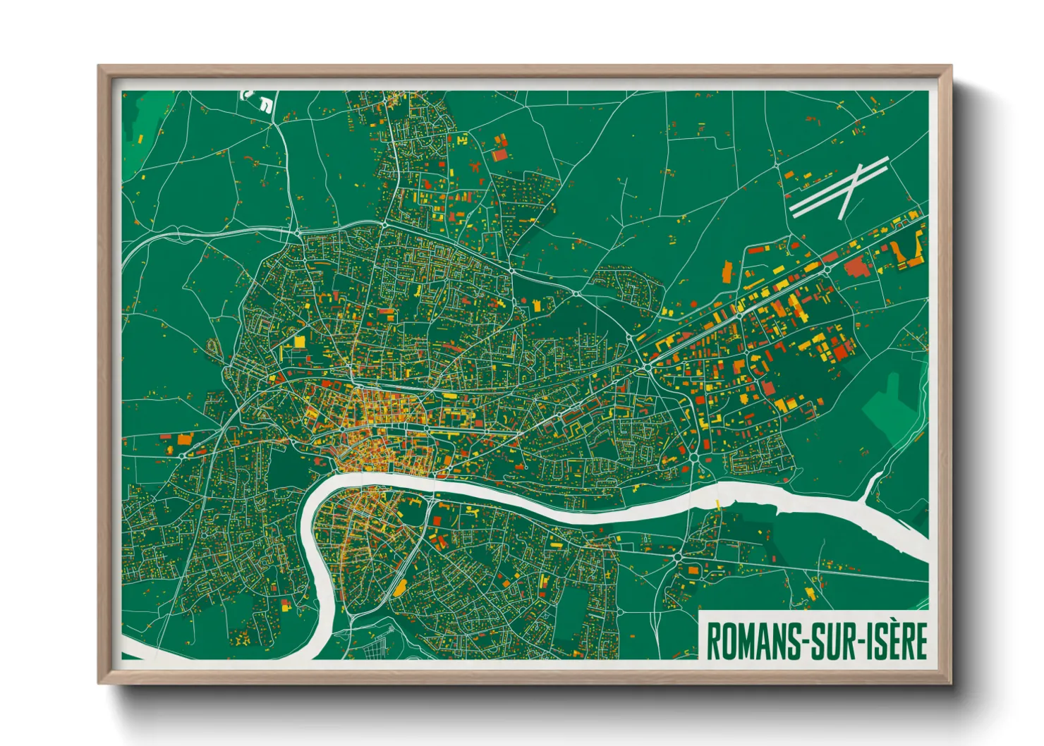 Une affiche de carte sur Romans-sur-Isère