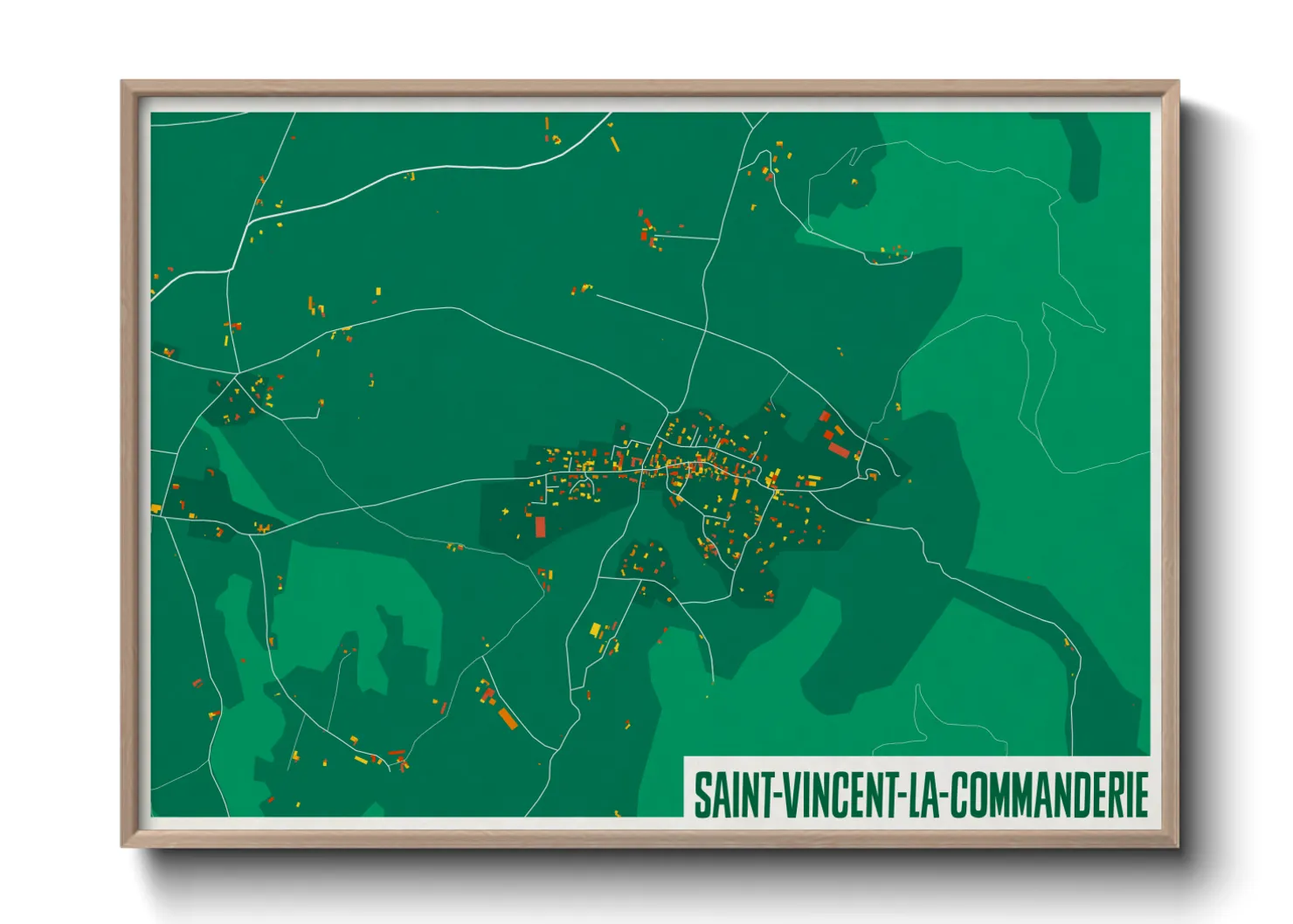 Une affiche de carte sur Saint-Vincent-la-Commanderie