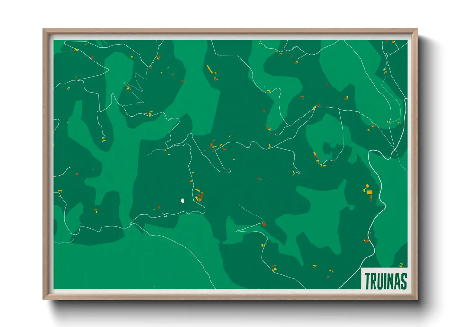 Une affiche de carte sur Truinas