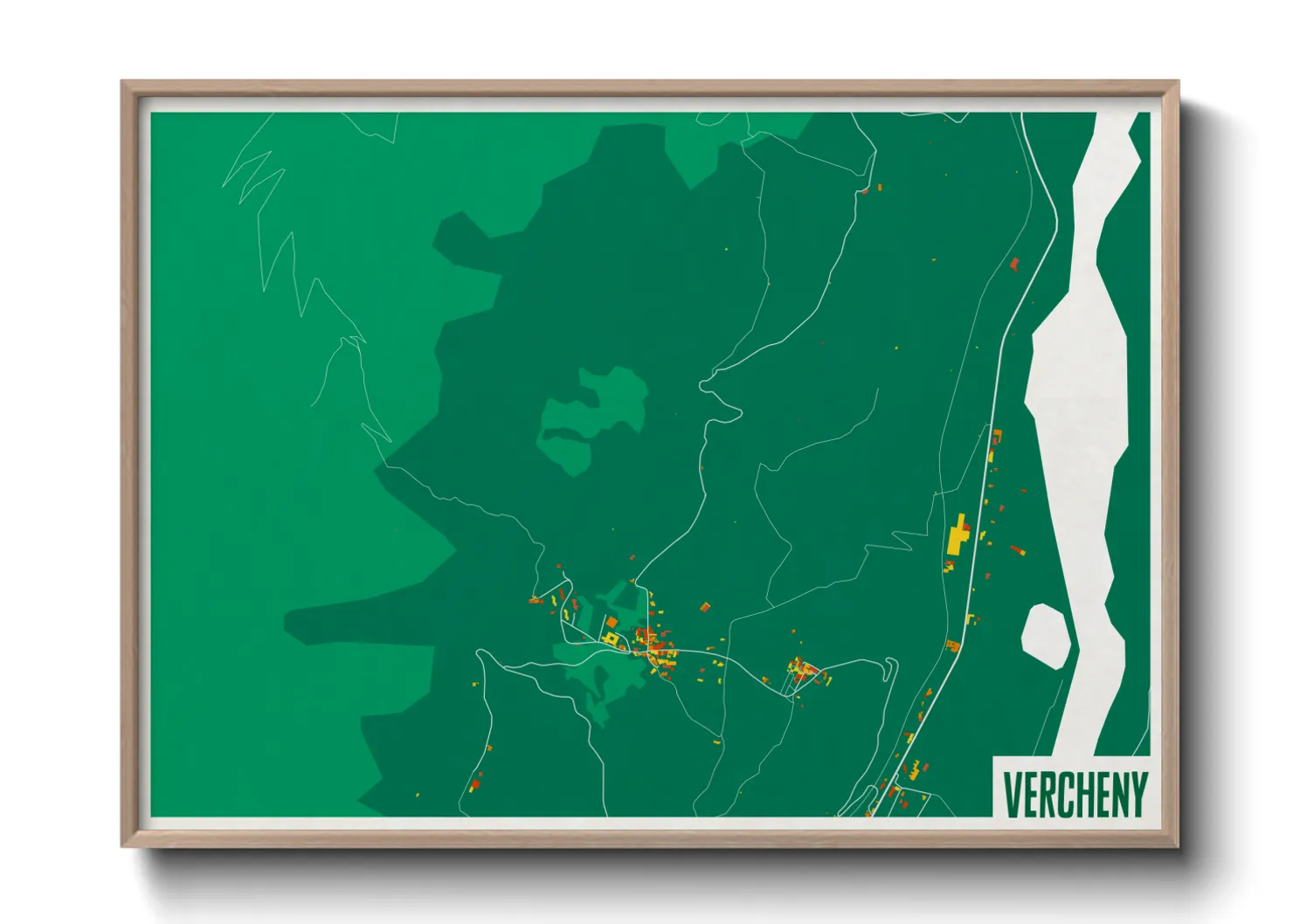 Une affiche de carte sur Vercheny