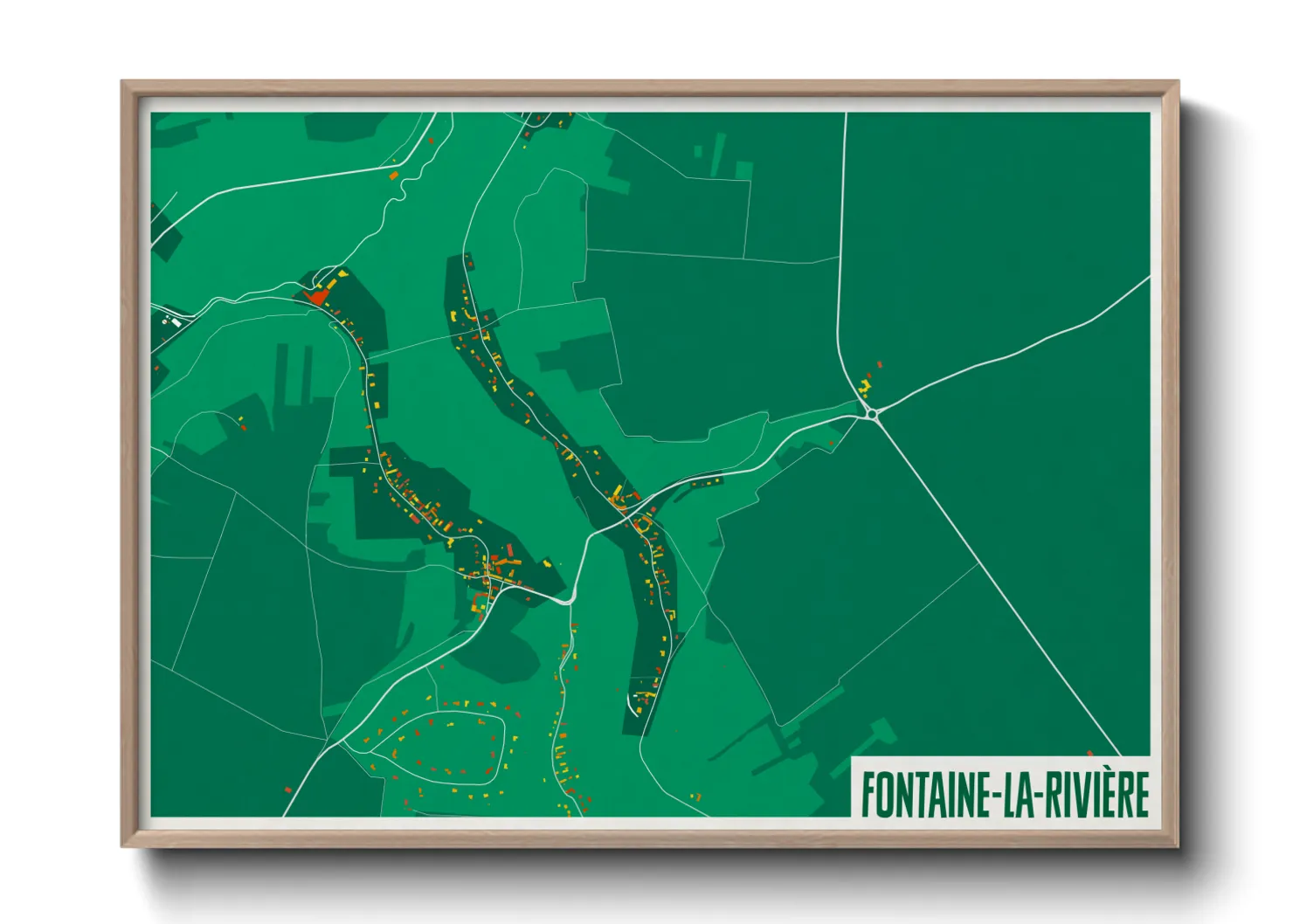 Une affiche de carte sur Fontaine-la-Rivière