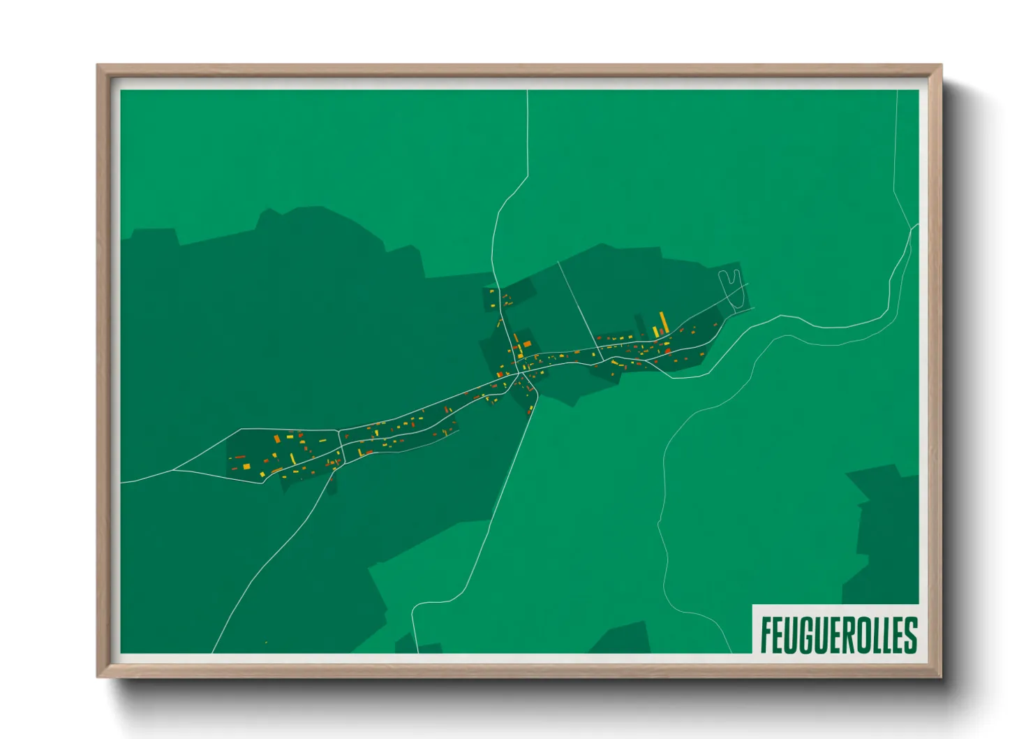 Une affiche de carte sur Feuguerolles