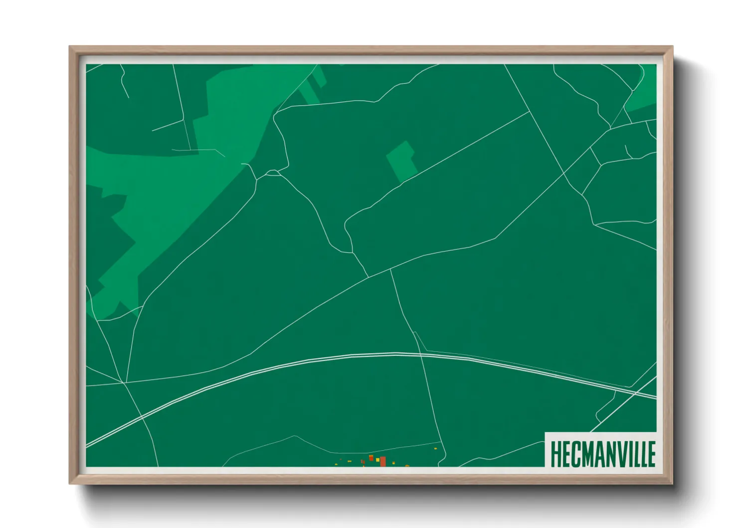 Une affiche de carte sur Hecmanville