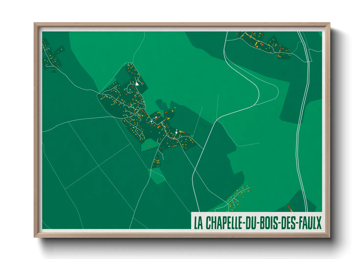 Une affiche de carte sur La Chapelle-du-Bois-des-Faulx