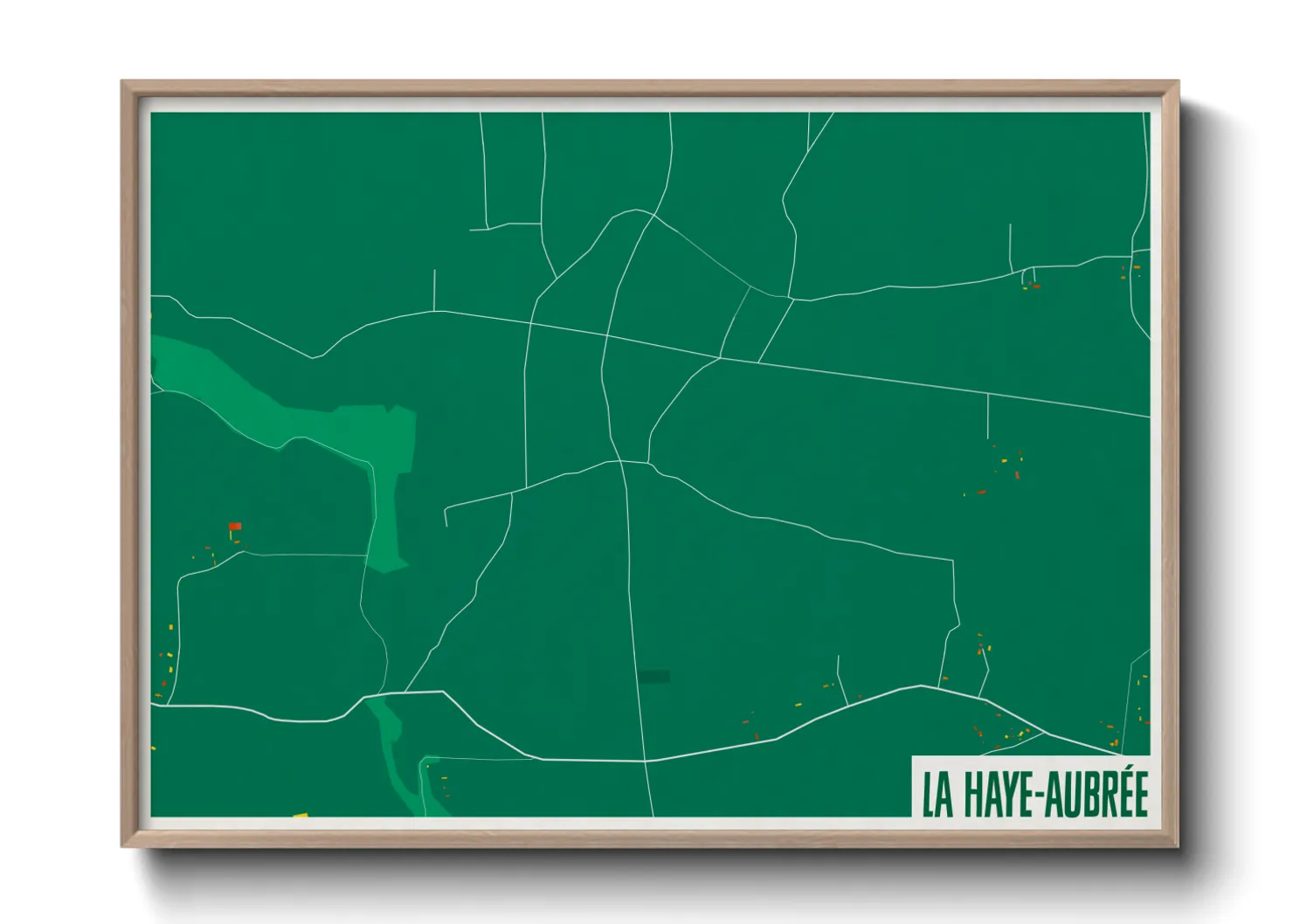 Une affiche de carte sur La Haye-Aubrée
