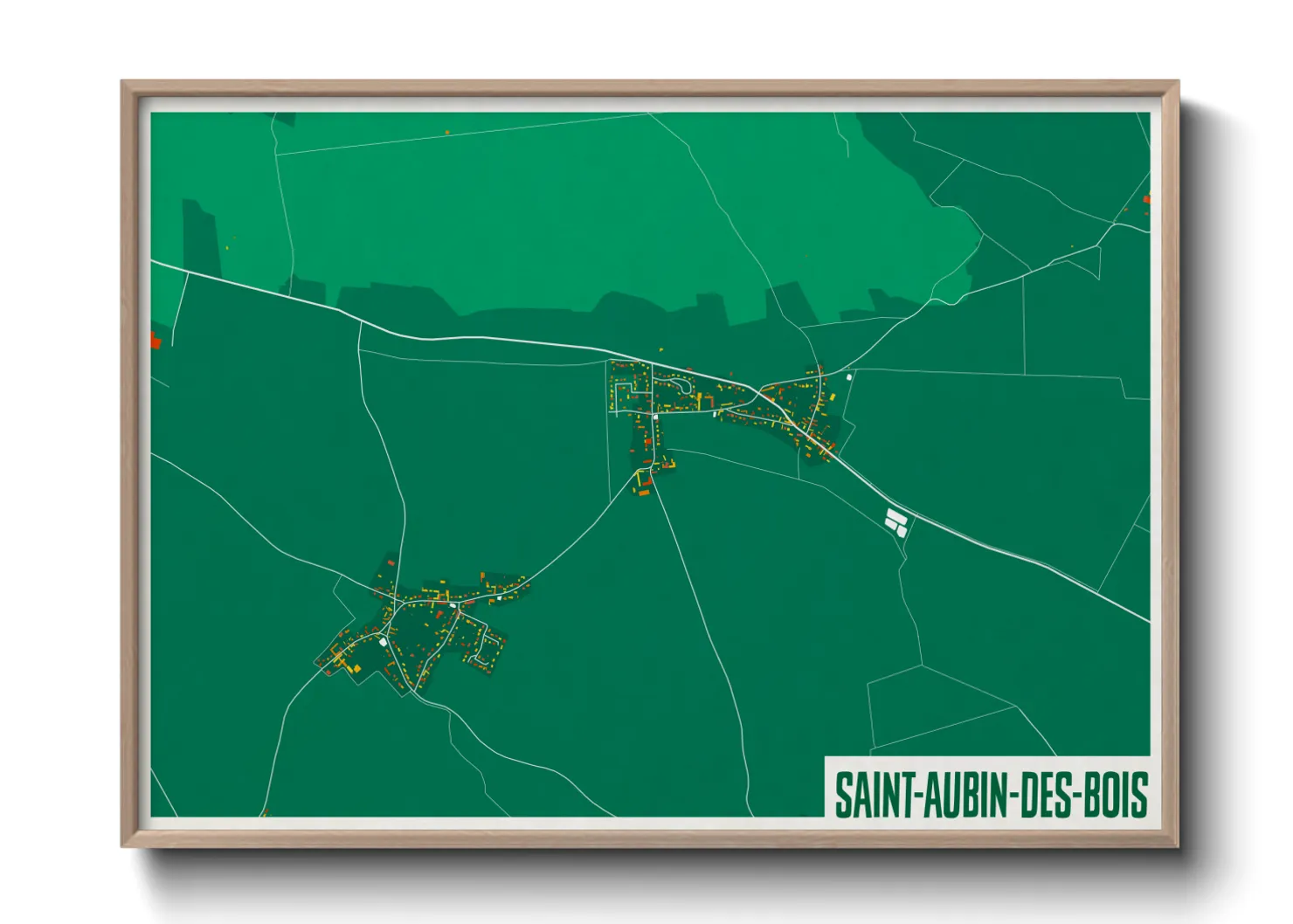 Une affiche de carte sur Saint-Aubin-des-Bois