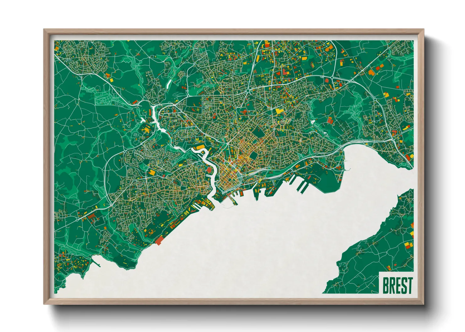 Une affiche de carte sur Brest