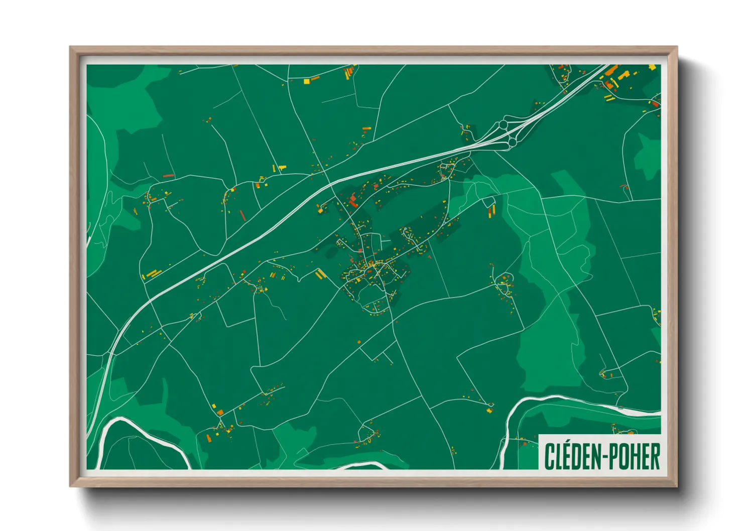 Une affiche de carte sur Cléden-Poher