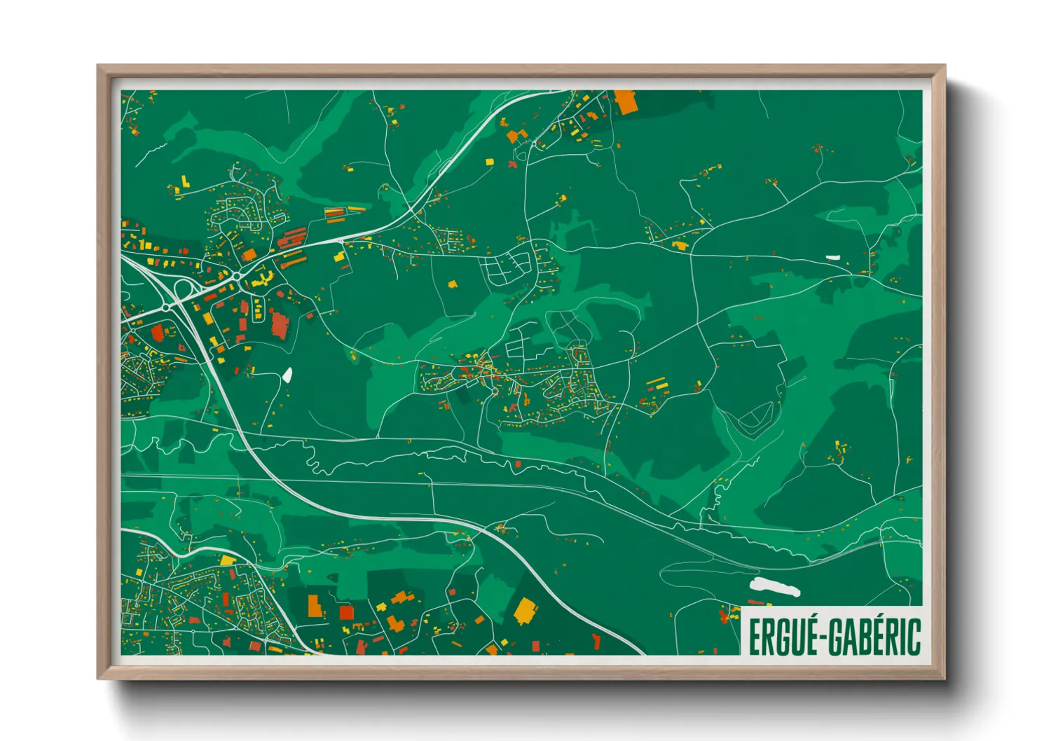 Une affiche de carte sur Ergué-Gabéric