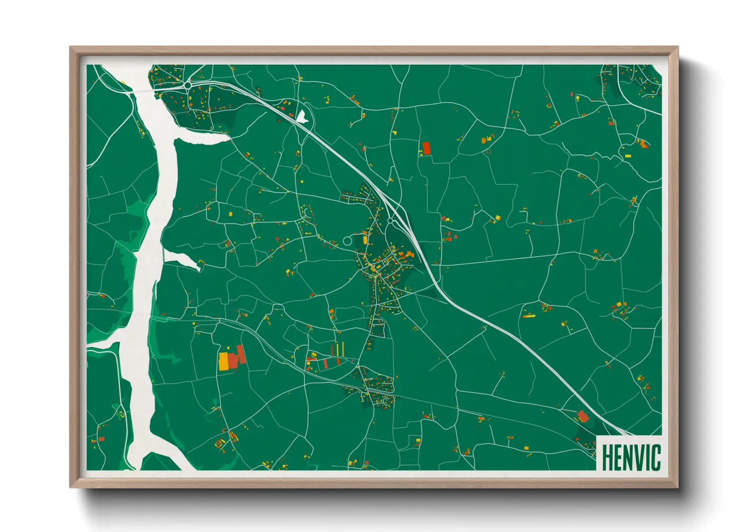 Une affiche de carte sur Henvic