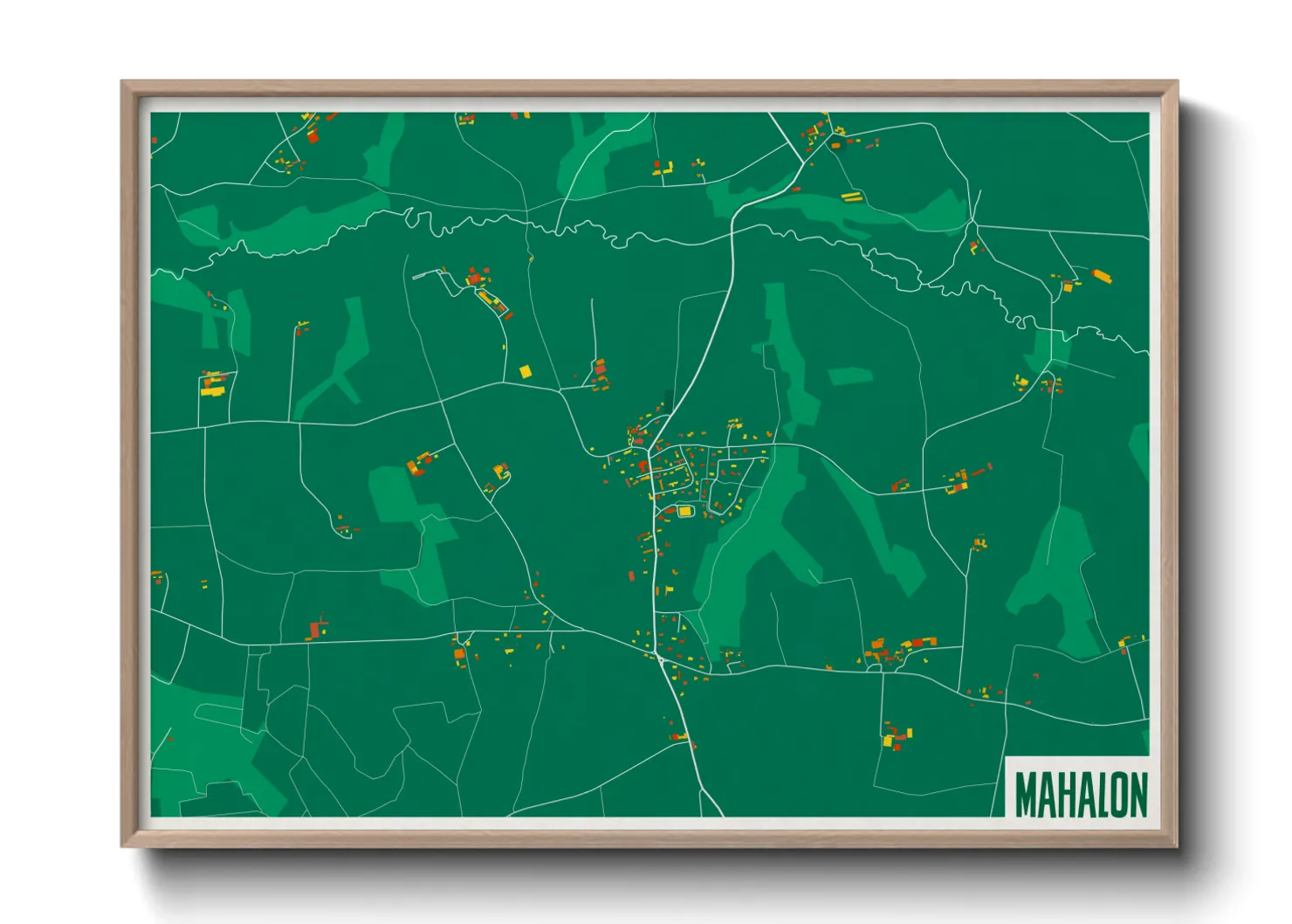 Une affiche de carte sur Mahalon