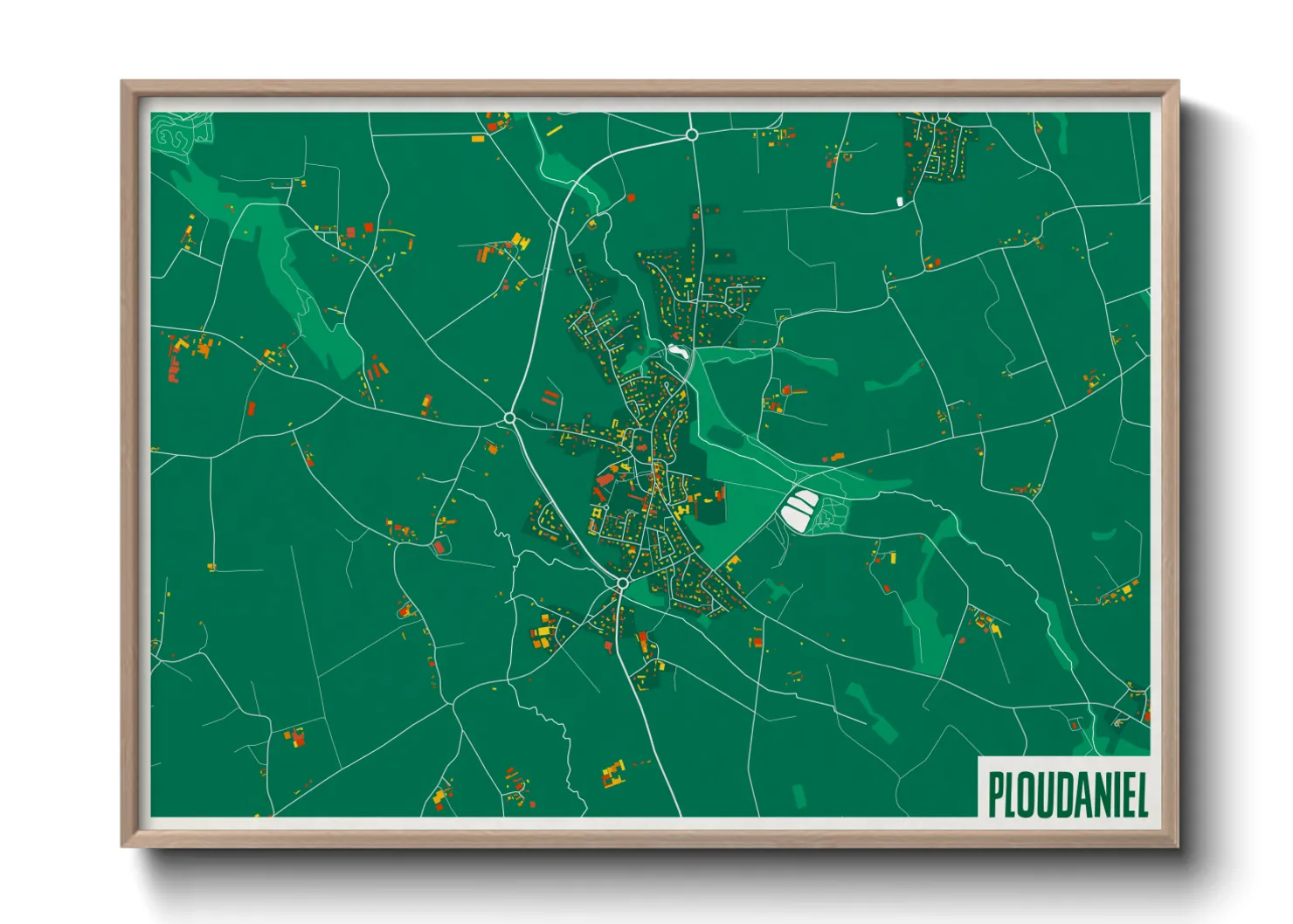 Une affiche de carte sur Ploudaniel