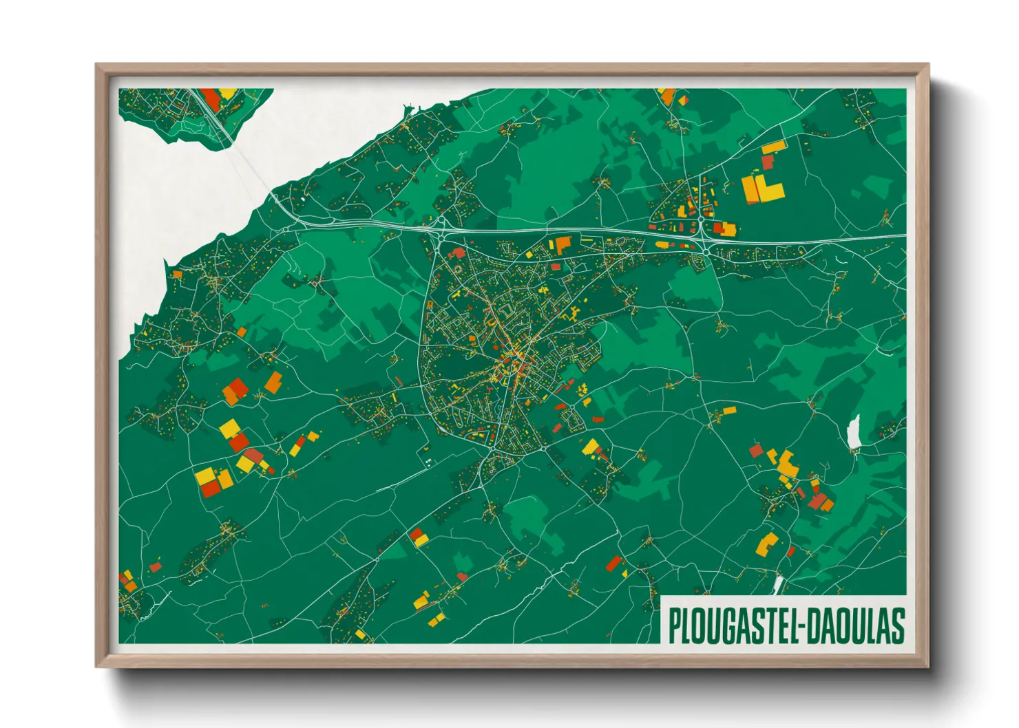 Une affiche de carte sur Plougastel-Daoulas