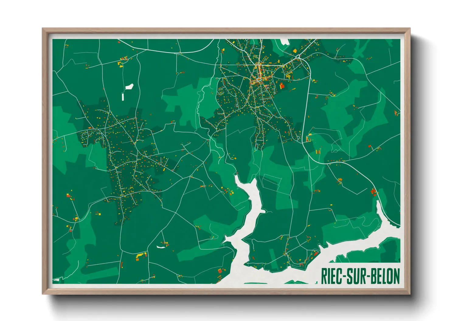 Une affiche de carte sur Riec-sur-Belon