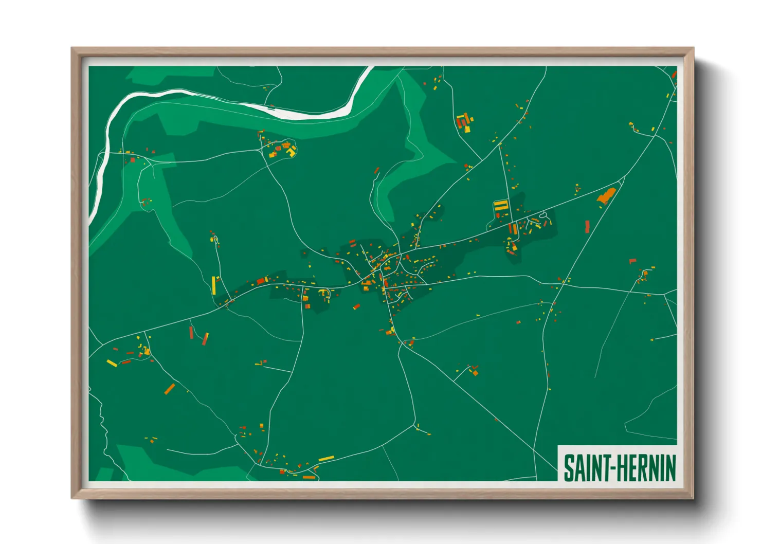 Une affiche de carte sur Saint-Hernin
