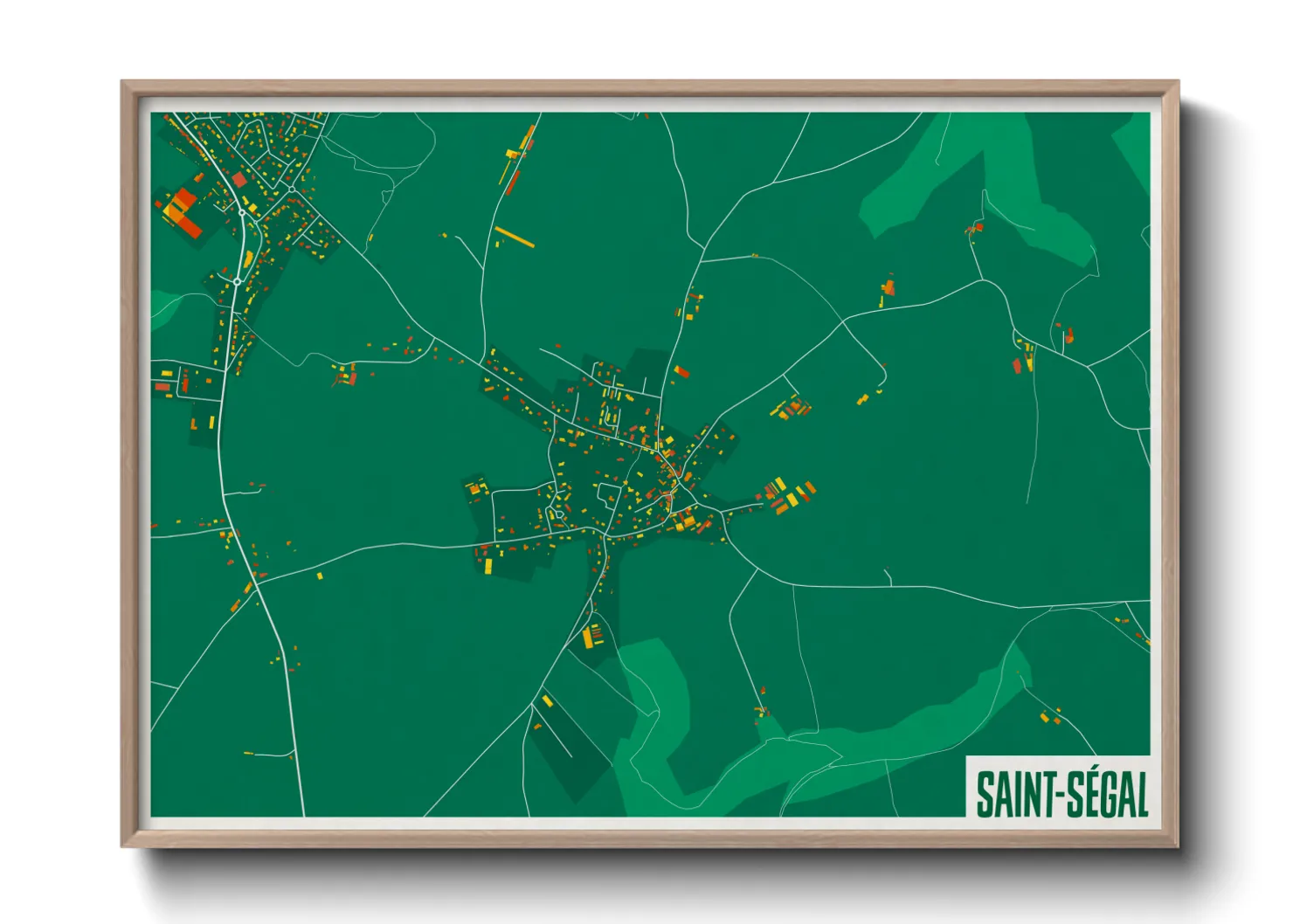Une affiche de carte sur Saint-Ségal