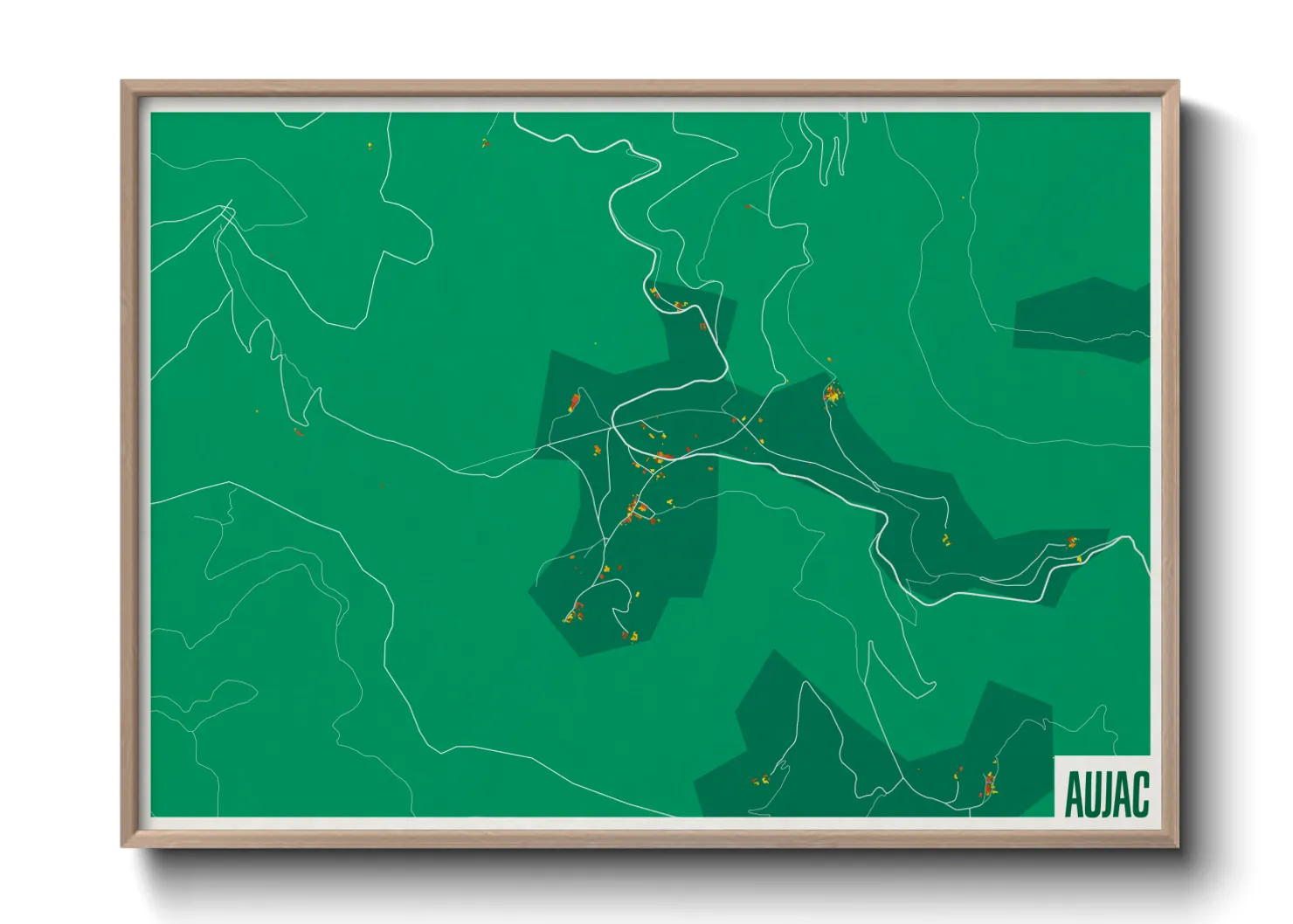 Une affiche de carte sur Aujac