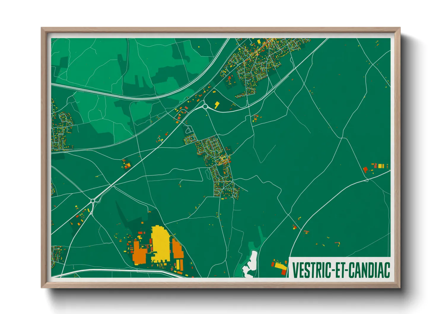 Une affiche de carte sur Vestric-et-Candiac