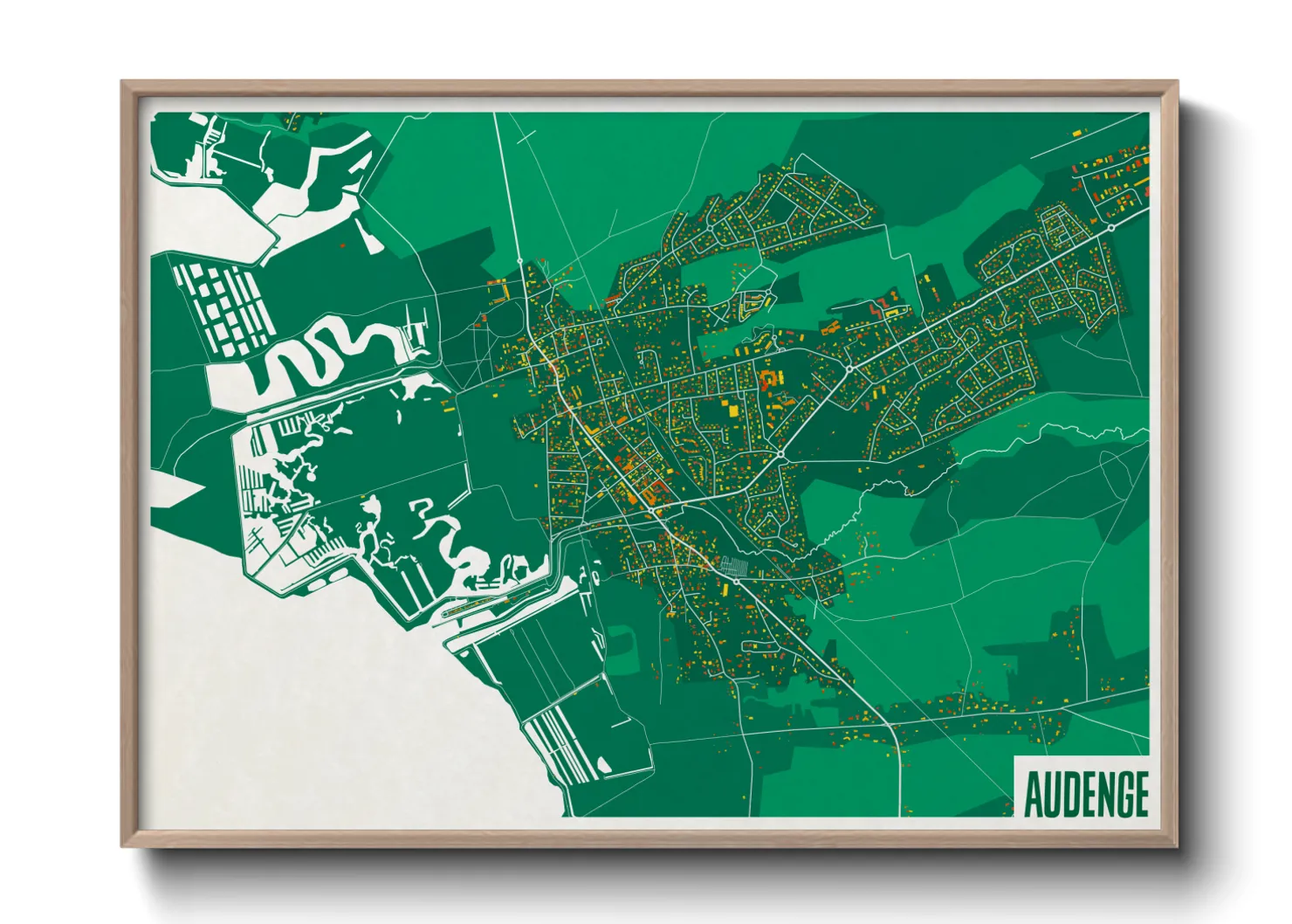 Une affiche de carte sur Audenge