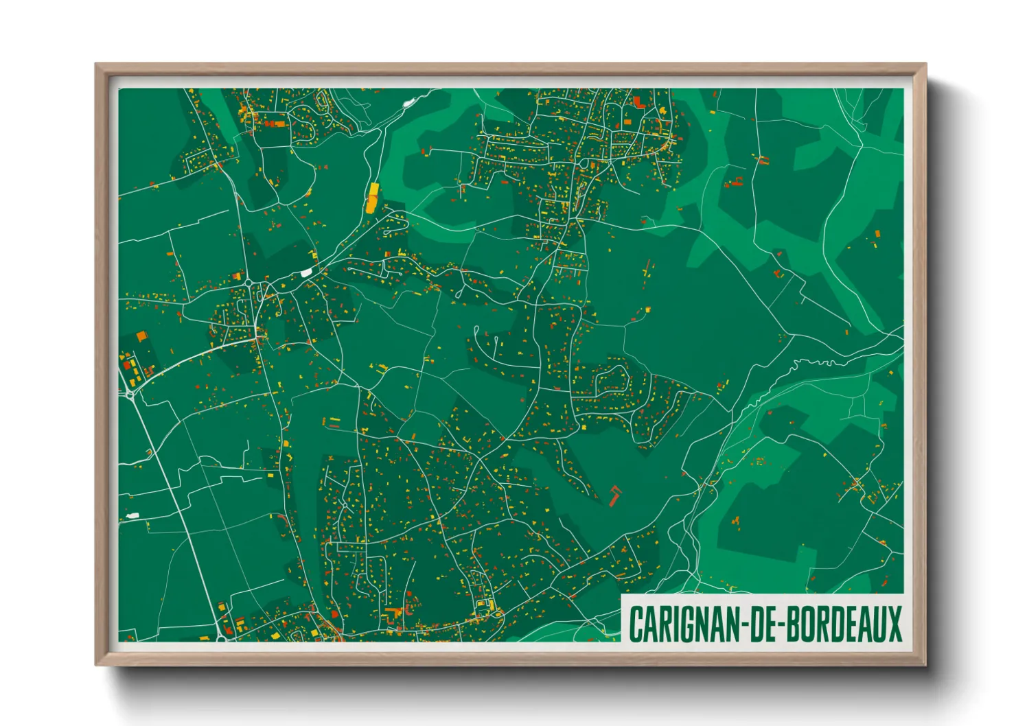 Une affiche de carte sur Carignan-de-Bordeaux