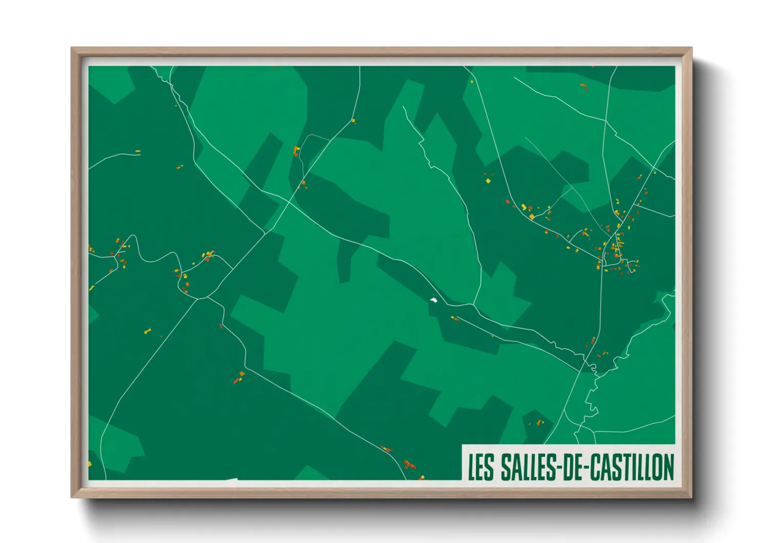 Une affiche de carte sur Les Salles-de-Castillon