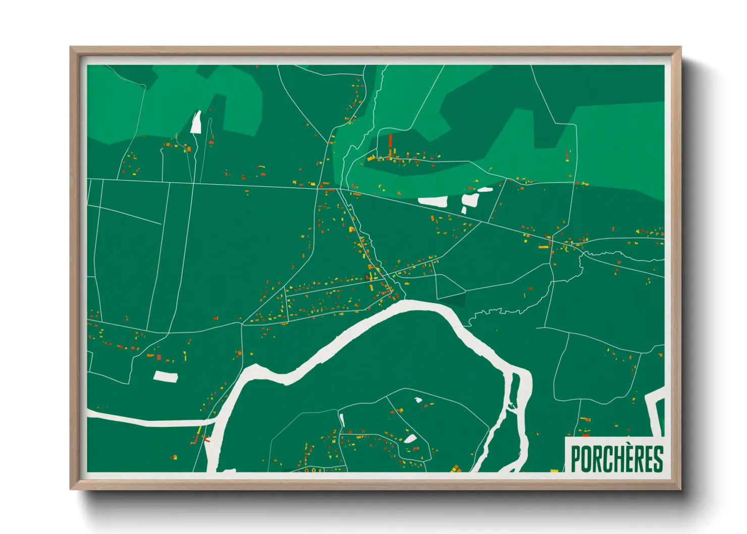 Une affiche de carte sur Porchères