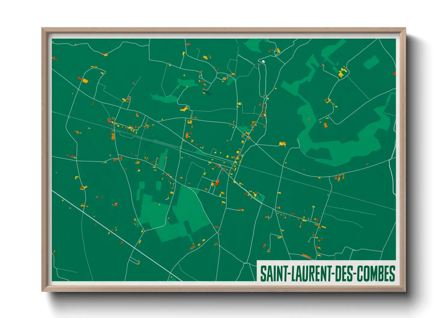 Une affiche de carte sur Saint-Laurent-des-Combes