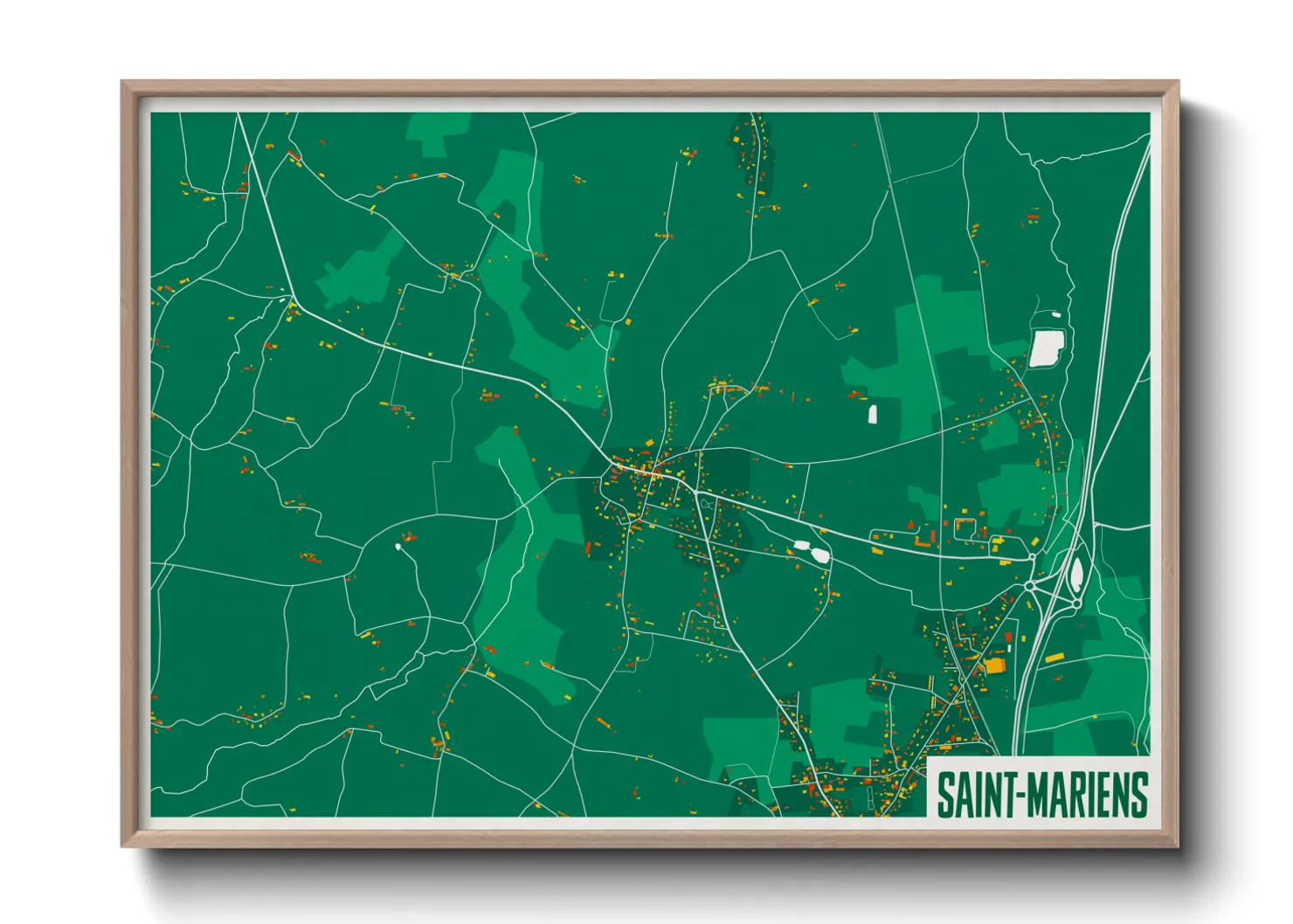 Une affiche de carte sur Saint-Mariens